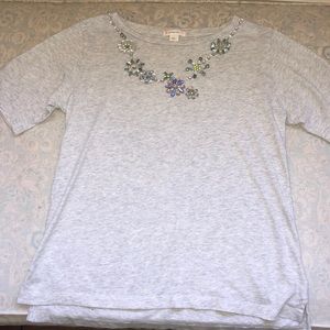 Adorable grey beaded top